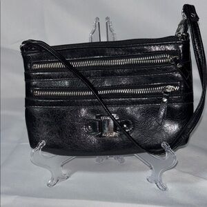 2/$30 Franco Sarto Black Faux Leather Mini Shoulder  Bag